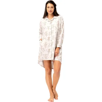 Dámské noční prádlo Noční košile rozepínací KEY 567 světle béžová L 0