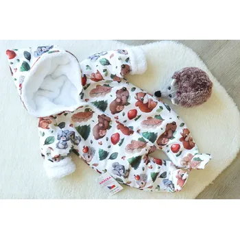 Kojenecká kombinéza AMÁLKA Zateplená kombinéza, zvířátka v lese Velikost: 62-68