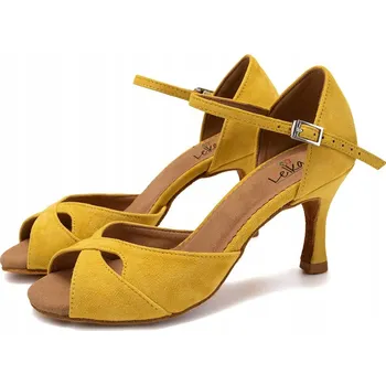 Dámské sandále Lelka taneční boty na latino MS6226 - ŽLUTÝ SEMIŠ - 7,5cm velikost 36