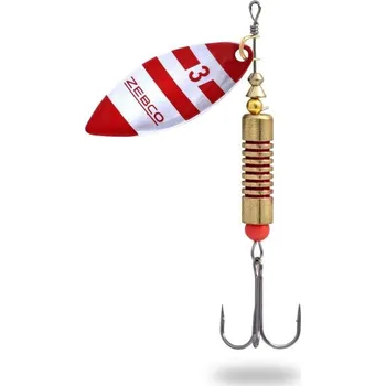 Umělá nástraha Zebco Rotační Třpytka Trophy Z-River 8g No. 2 Barva: Stříbrná/Červené Pruhy