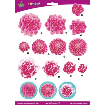 Umělecký papír Papír na decoupage 3D květy chryzantém arch