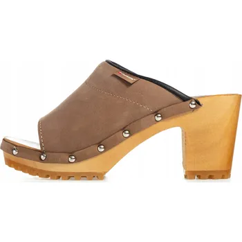 Dámské sandále Dámské dřeváky/chodáky kožené na vysokém podpatku otevřené 35-41 PanSzew