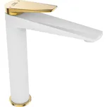 Laveo Umyvadlová baterie Rubio vysoká - BVR_62NG, bílá mat/zlatá