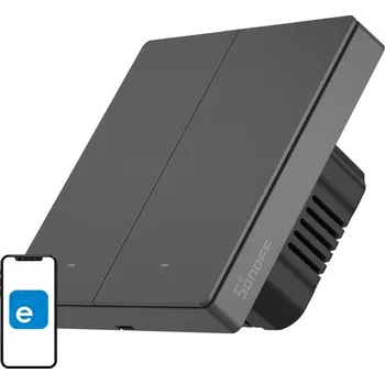 vypínač Chytrý nástěnný vypínač WiFi Sonoff M5 2C Šedý (2-kanálový)