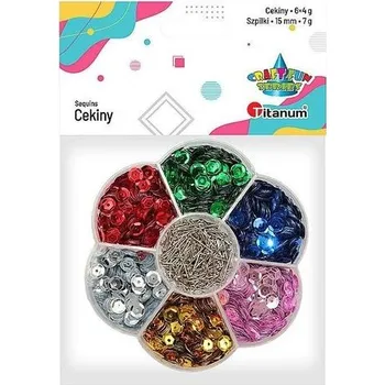 Set školních potřeb Cekiny 7mm 6 kolorów + szpilki 15mm