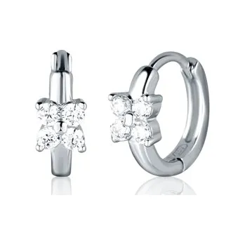 Náušnice Stříbrné naušnice kruhy s kytkou SVLE2625X61BI00