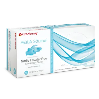 Vyšetřovací rukavice Nitrilové rukavice Cranberry - Aqua, extra jemné, lanolin + vitamín E, 200 ks Velikost: S