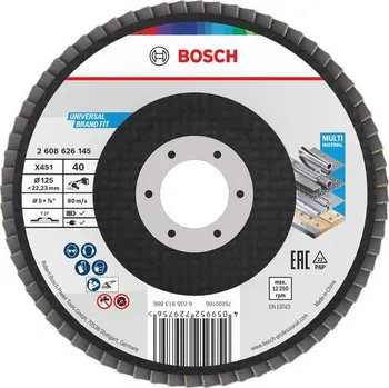 Brusný kotouč Bosch Lamelový brusný kotouč X451, 125 × 22,23 mm, G40, T27, 60 ks Professional (2608626145)