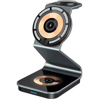 1stCOOL bezdrátová QI nabíjecí stanice 3v1, 21W, MagSafe, USB-C, černá