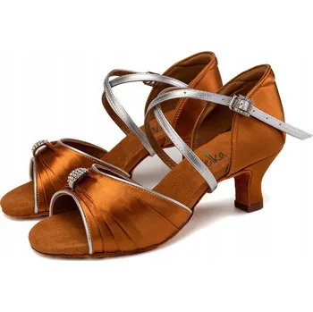 Dámské sandále Lelka taneční boty na latino 3070 - HNĚDÉ - podpatek 5,5 cm, velikost 38