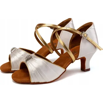 Dámské sandále Lelka taneční boty na latino 3070 - BÍLÉ - podpatek 5,5 cm, velikost 35