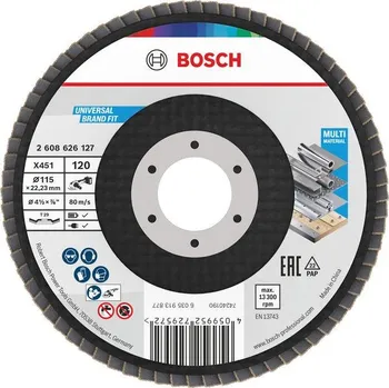 Brusný kotouč Bosch Lamelový brusný kotouč X451, 115 × 22,23 mm, G120, T29, 60 ks Professional (2608626127)