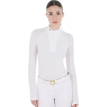 Tričko závodní Equestro Tulle Stretch Zip dl. rukáv dámské Kolekce 2025/26