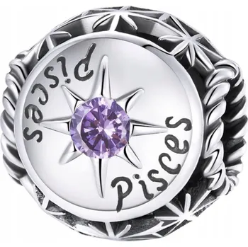Přívěsek CHARMS Znak Zodiaku RYBY Kámen narození Stříbro