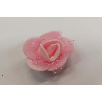 Svatební dekorace Pěnová růžička dekorační 3cm - světle růžová se závojem