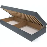 Čalouněná lamelová válenda Valerie s úložným prostorem - Šedá, 80 x 200 cm, Bez navýšení, Molitanová 13 cm