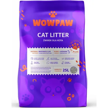 Podestýlka pro kočku Bentonitové stelivo s vůní levandule 25 l WowPaw
