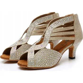 Dámské lodičky Lelka taneční boty na latino L223 - 6 cm podpatek - CHAMPAGNE, velikost 41