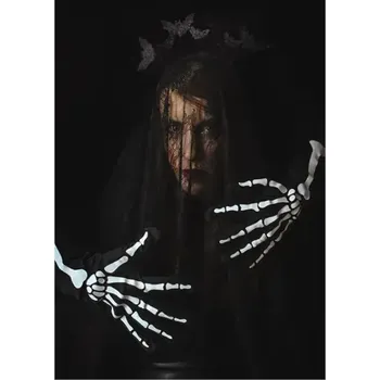 Karnevalový kostým PartyDeco Rukavice Kostlivec - svítící ve tmě