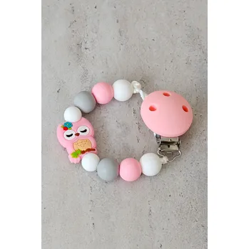 klip na dudlíky KidPro Klip na dudlík - Růžová sovička