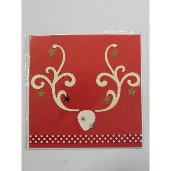 3D vánoční přání 13,5 x 13,5 cm - sob na červené