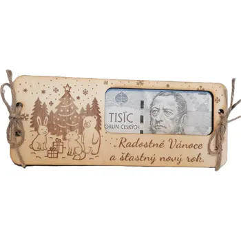 Obálka Dary dřeva Vánoční dřevěná obálka na peníze