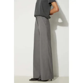 Dámské kalhoty Vlněné kalhoty Kenzo Cool Wool Wide Pants šedá barva, široké, high waist, FE62PA0949RB.97 90X, vel. 38