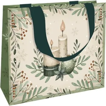 Dárková taška Nekupto Vánoční dárková taška střední luxusní Vánoční svícen
