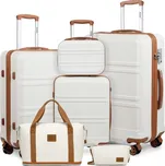 KONO cestovní sada 6 kusů zavazadel - béžovo-hnědá - 9/49/66/96L