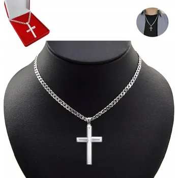 Řetízek Řetízek z KRZYŻYKIEM Srebrny Męski Włoski Řetěz Pancr VLAŠSKÝ kříž