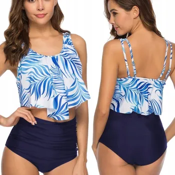 Dámské plavky PLAVKY BIKINI S PUSH UP EFEKTEM A KALHOTKY S VYSOKÝM PASEM / XL