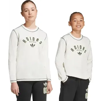 Chlapecké tričko Dětské bavlněné tričko s dlouhým rukávem adidas Originals JX5271 bílá 00X, vel. 134
