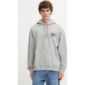 Pánská mikina Mikina Levi's pánská, šedá barva, s kapucí, vzorovaná, 38479 38479.0385 09X, vel. M