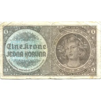 Protektorát Čechy a Morava. 1 koruna 1940. Série D 037. Hej. 30a.