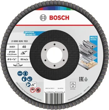 Brusný kotouč Bosch Lamelový brusný kotouč X451, 150 × 22,23 mm, G40, T29, 15 ks Professional (2608626153)