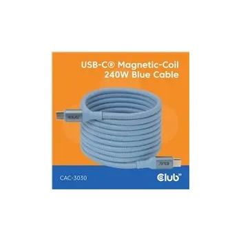 Datový kabel Club3D Kabel magnetický USB-C, 240W PD3.1, 480 Mbps, 2m, modrá