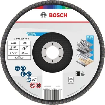 Brusný kotouč Bosch Lamelový brusný kotouč X451, 180 × 22,23 mm, G80, T29, 15 ks Professional (2608626158)