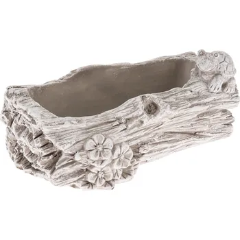 Biokrb Betonový obal na truhlík Kmen s květinami šedá, 11 x 21 cm