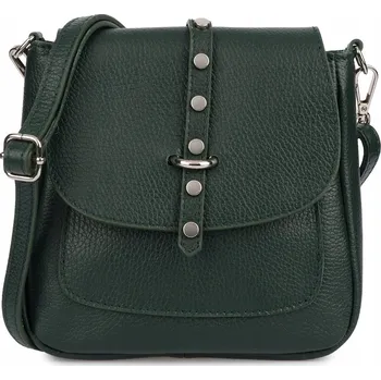 Vera Pelle kabelka kožená kabelka přes rameno z pravé kůže zelená