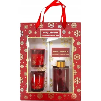 Svíčka Vonný set – 2 svíčky + difuzér s tyčinkami: Jablko a skořice