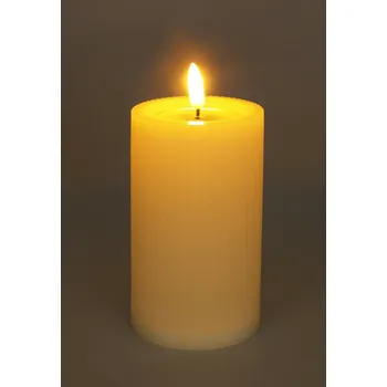 Vánoční dekorace Venkovní LED svíčka 7,5 x 12,5 cm, béžová, na baterie, krémová