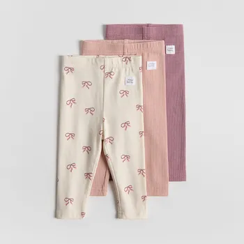 Dětská móda Reserved - Bavlněné legíny 3 ks - světle fialová - 921GK-34X - 921GK-34X-62