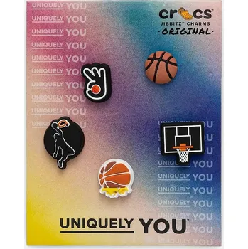 Chlapecké sandály Připínačky na dětské boty Crocs Basketball Team 5 Pack 5-pack 10015037.Basketball.Tea černá 99B, vel. ONE SIZE