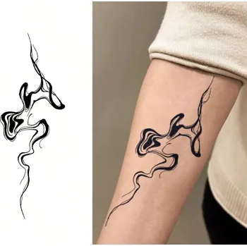 Tetování Polopermanentní tetování pro muže a ženy - dočasné tetování na ruku, záda, hrudník - motiv kouře, tekutiny, vlny