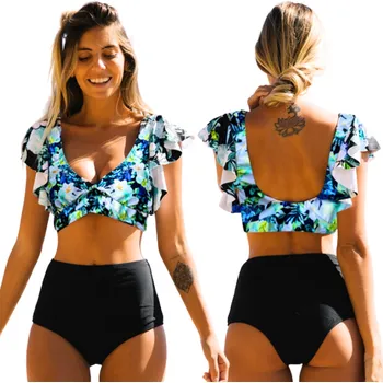 Podprsenka PLAVKOVÉ KALHOTKY S VYSOKÝM PASEM ČERNÉ - VELIKOST M