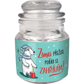 Svíčka Nekupto Vánoční mini svíčka - Zimu přežiju, pořád se zahřívám