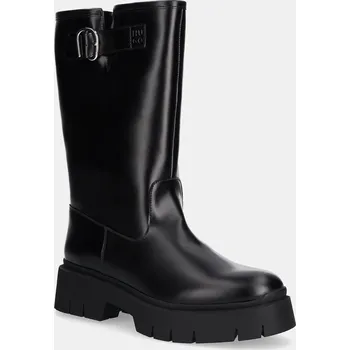 Dámské kozačky Kozačky HUGO Kris dámské, černá barva, na plochém podpatku, 50552735 50552735.001 99X, EUR 41