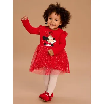 Dívčí šaty Sinsay - Šaty s tylem a třpytivým potiskem Minnie Mouse - červená - ZF326-33X - ZF326-33X-74