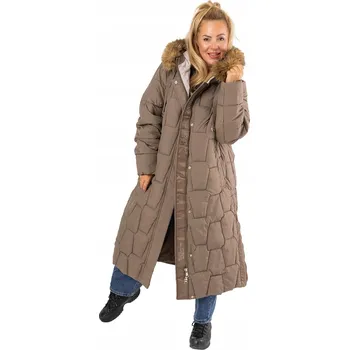 Agrafka dámský kabát hnědý rozšířený s kapucí velikost S