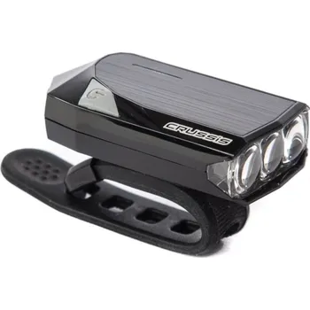 Příslušenství pro cyklistiku Crussis přední světlo 3 LED BÍLÉ – leštěný kov, dobíjecí přes USB
